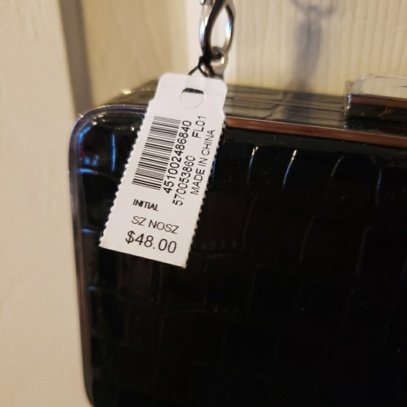 NWT WHBM Black Small Evening Bag with Soulder/Crossbody Chain - Picture 7 of 8